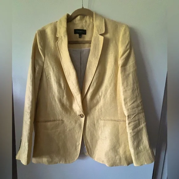 sunny yellow linen jacket, Talbots, size 12 - Picture 1 of 7